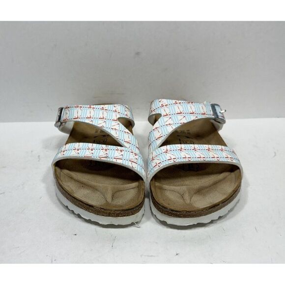 Birkenstock Birkis Anchor Print Sandals Slides Womens Size 7 N Nautical Coastal - Picture 2 of 7